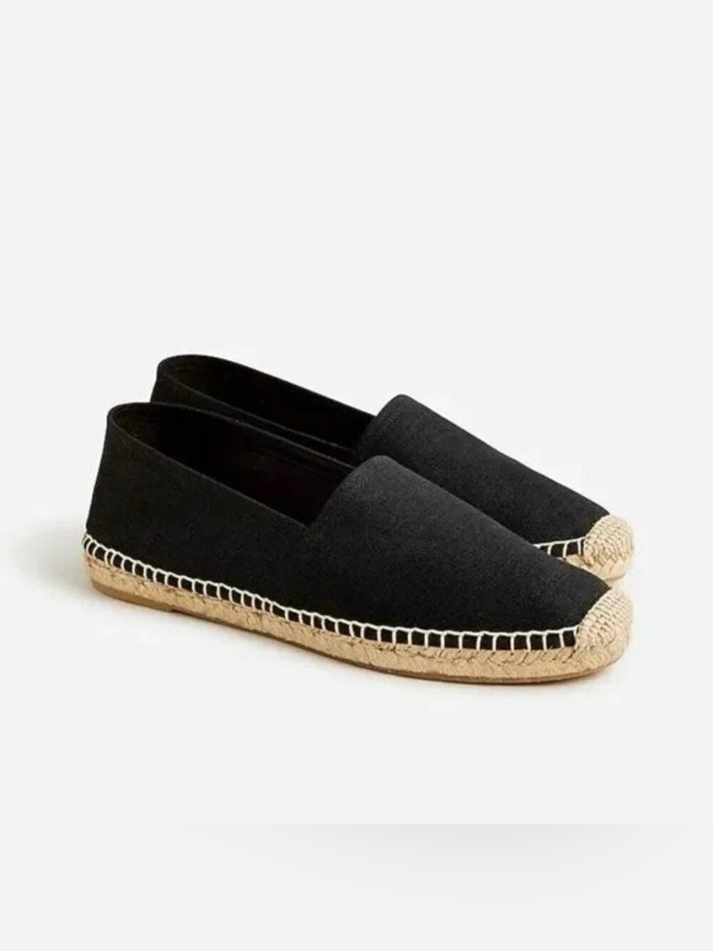 J. Crew Black Canvas Espadrille Flats with Jute Insole